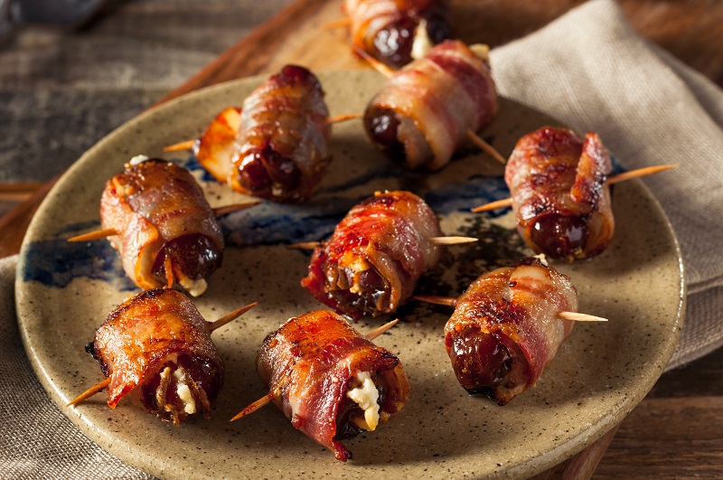 Bacon and Bocconcino di Langa Wrapped Dates