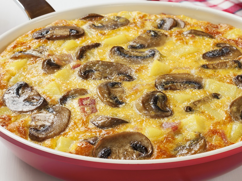 Le Gruyere, Mushroom and Bacon Frittata Pong Cheese