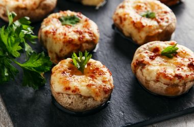 Baked mushrooms stuffed with three cheese