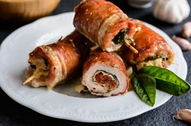 Pancetta wrapped Pork Cutlet Stuffed with Cheese