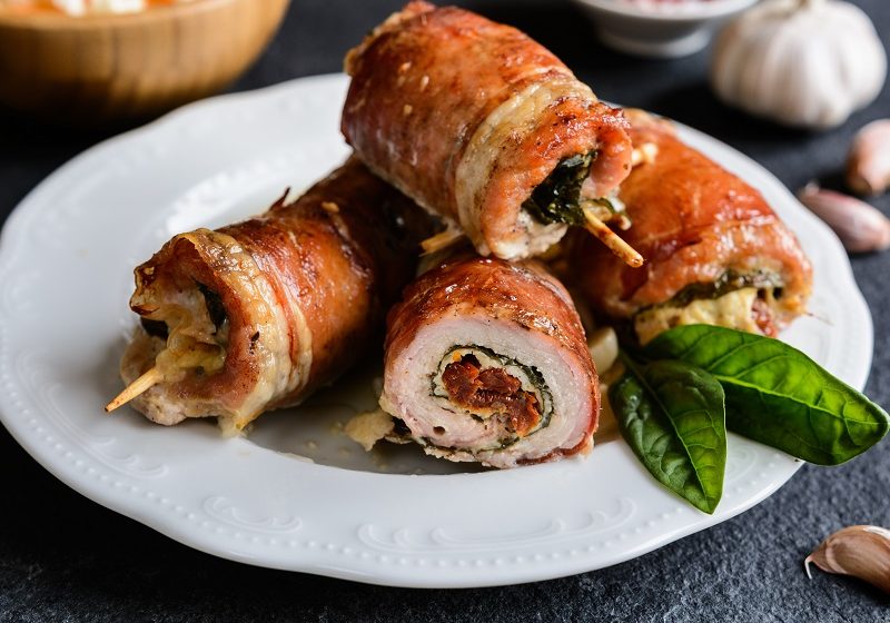 Pancetta wrapped Pork Cutlet Stuffed with Cheese