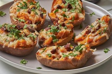 Manchego and Chorizo Sweet Potatoes