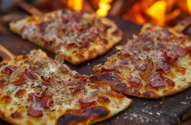 Fermented chilli flatbreads with caramelised onion and Tunworth