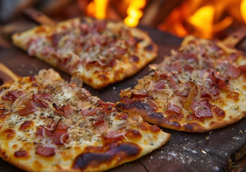 Fermented chilli flatbreads with caramelised onion and Tunworth